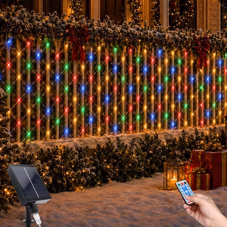 Catena luminosa, dimensioni 1,5x1,5 m, 96 LED, alimentazione solare, telecomando, 8 modalità, impermeabile