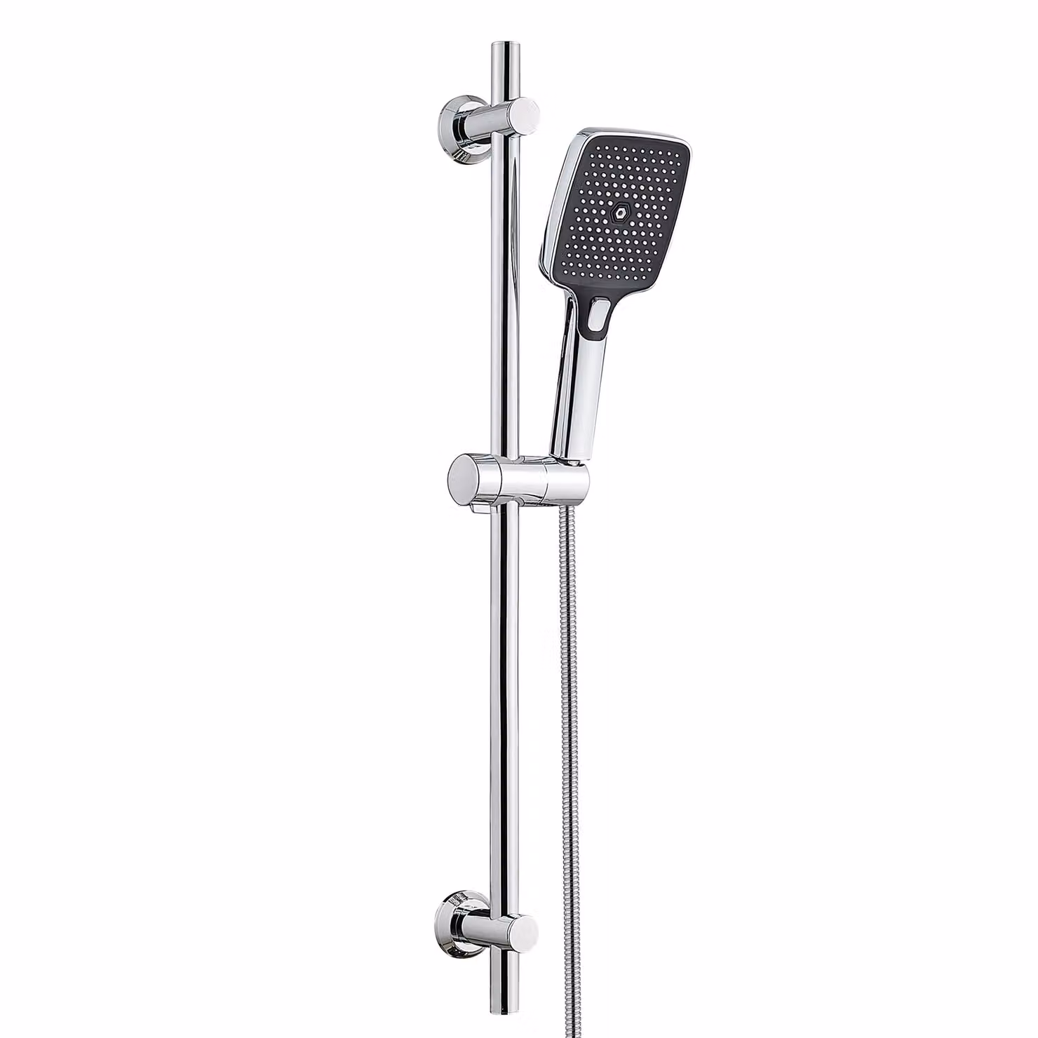 JOHO Asta doccia in acciaio inossidabile da 70 cm con soffione, tubo flessibile e supporto; set con supporto per soffione, doccetta a 3 getti, cromato