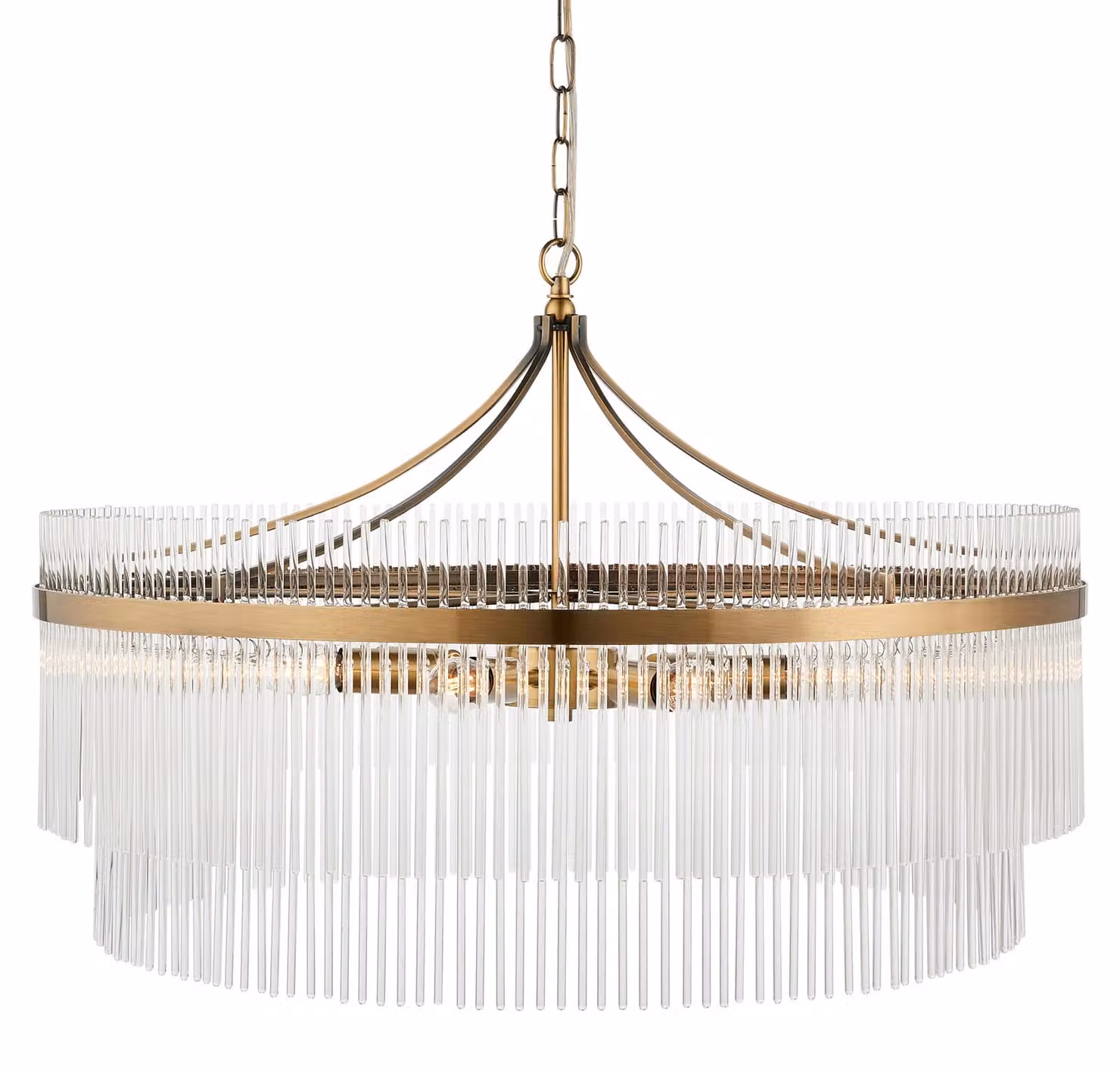 Lampada a sospensione MARIETTA GRAND in ottone anticato, 7xE14x15W, vetro, dimensioni: 202x70x70 cm, IP20, Endon