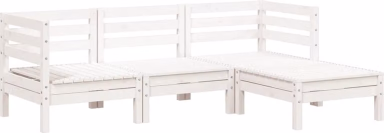 Divano da Giardino 3 Posti con Poggiapiedi Bianco Massello Pino
