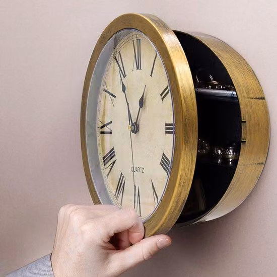 Orologio da parete con cassetta di sicurezza, portagioie creativo per il soggiorno, salvadanaio nascosto, orologio da parete con serratura di sicurezza