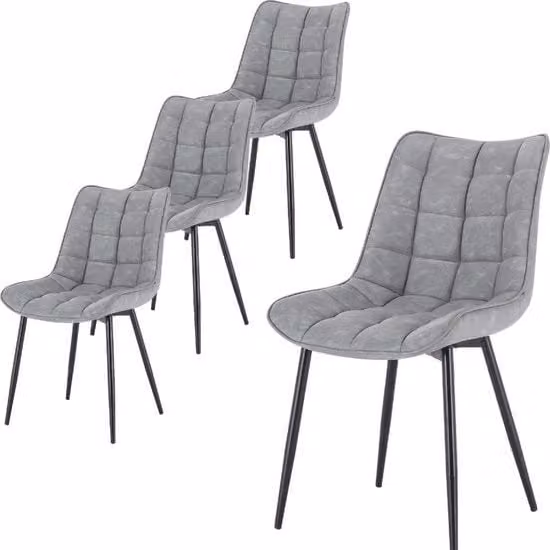 Set di sedie da pranzo in pelle - pacchetto da 4 - ergonomiche e resistenti - design moderno - adatto per soggiorno e sala da pranzo - colore grigio chiaro Modello: Specifica: Codice prodotto: