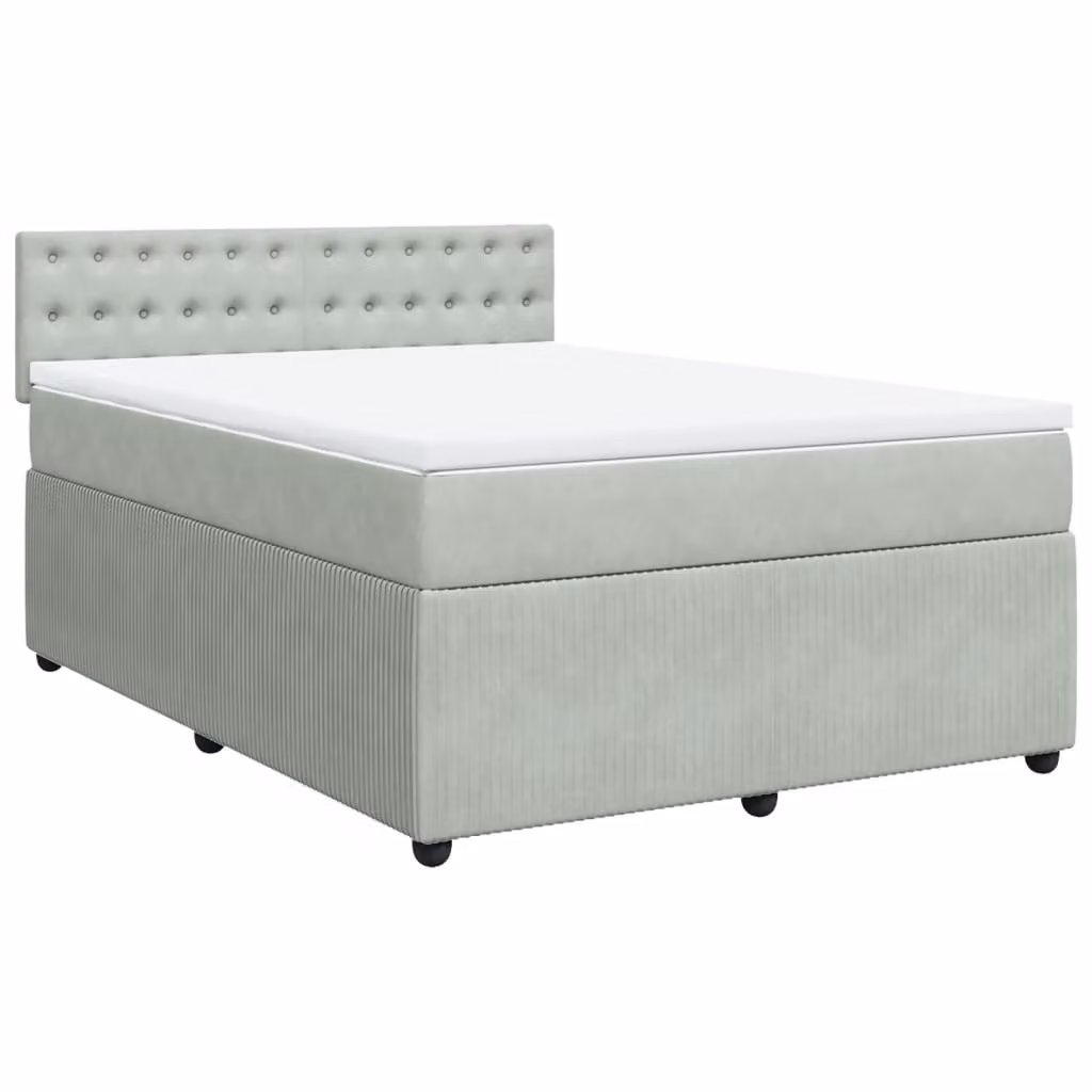 Giroletto a Molle con Materasso Grigio Chiaro 140x190cm Velluto