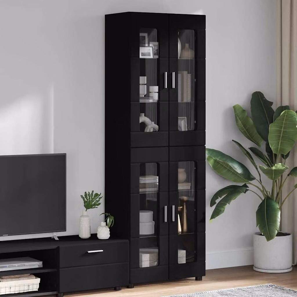 Credenza moderna vidaXL FLORIN in legno nero opaco L: 60 cm, P: 35 cm, H: 182 cm – 1