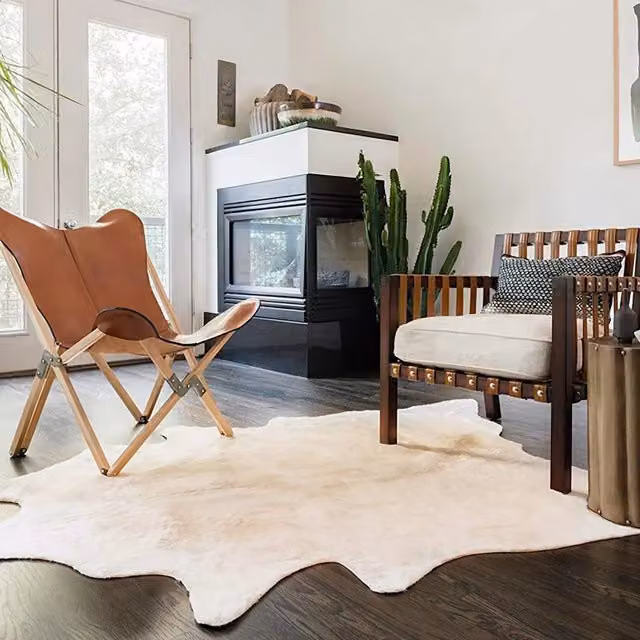 Tappeto in Vera Pelle Bovina Beige 180x220 cm 376704