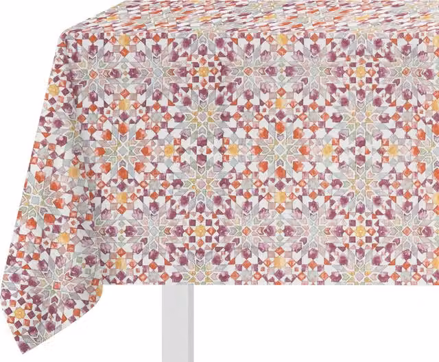 Tovaglia KASANOVA con motivo grafico Mosaico rosso in cotone, L: 140 cm, P: 240 cm