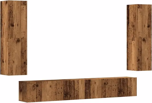 Mobili TV a Parete 4 pz | Armadietto TV | Mobile Porta TV Legno Antico in Legno Multistrato
