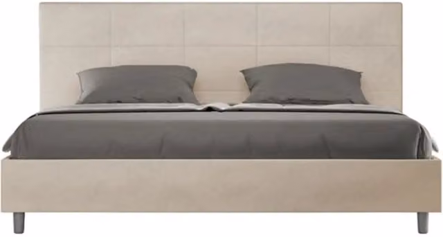 Letto matrimoniale king size Mika Ityhome imbottito in microfibra colore sabbia L: 230 cm, P: 215 cm, H: 122 cm