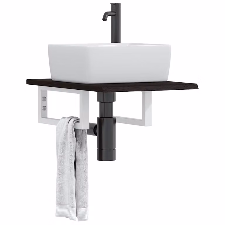 vidaXL Ripiano a Parete per Lavabo in Rovere e Metallo Moderno