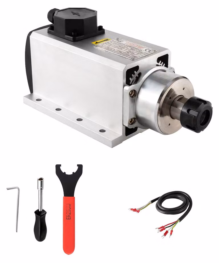 Mandrino CNC, motore CNC, 220 V, 4 kW, 4000 W, motore mandrino raffreddato ad aria, 4 cuscinetti ceramici, attacco ER25, 18000 giri/min, 300 Hz, per fresatrici CNC