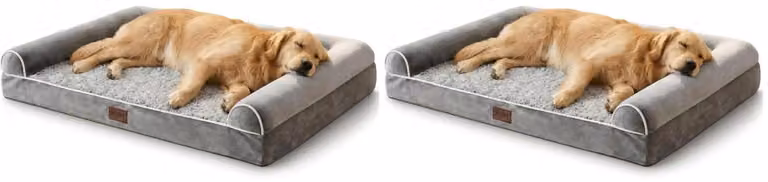 Cuccia ortopedica per cani, impermeabile e lavabile, grigia, 91x68x16 cm, set da 2