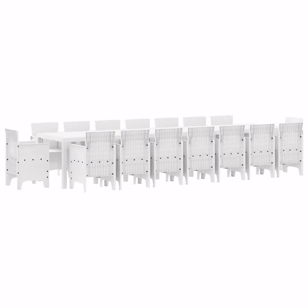 Set da pranzo da giardino moderno vidaXL in rattan bianco con 17 pezzi – 2