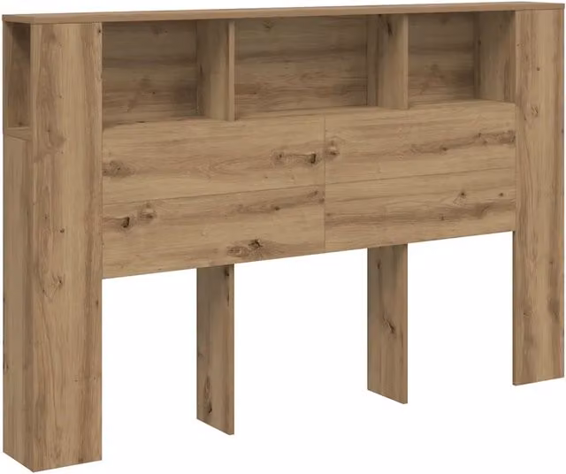 Testata letto libreria salva-spazio 160 x 18 x 103 cm per camera da letto elegante in legno multistrato rovere artigianale 02_0050971