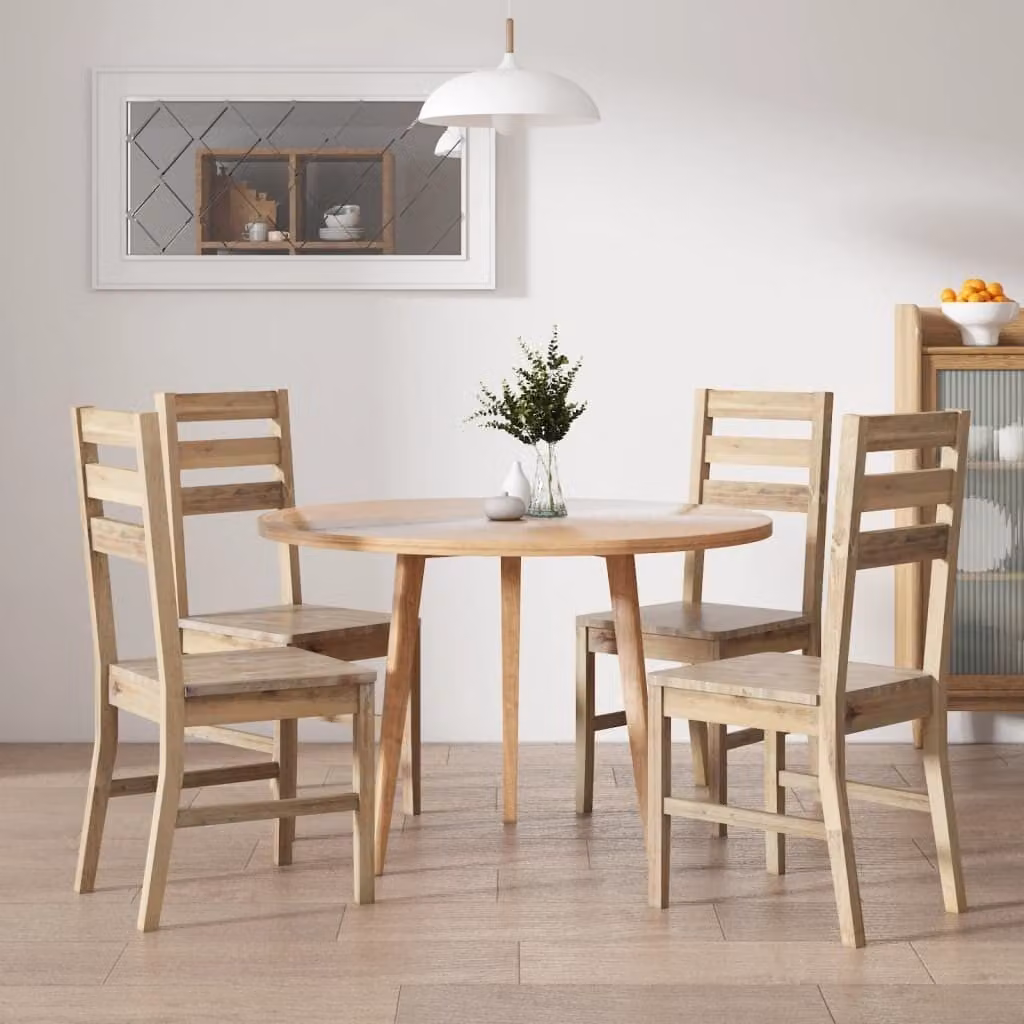 The Living Store Sedie da pranzo 4 pz. Legno massiccio di acacia