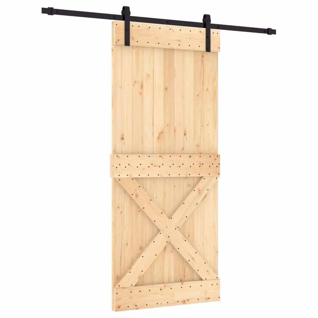 Porta scorrevole moderna vidaXL in legno e acciaio, colore marrone e nero, L: 200 cm, H: 210 cm – 2