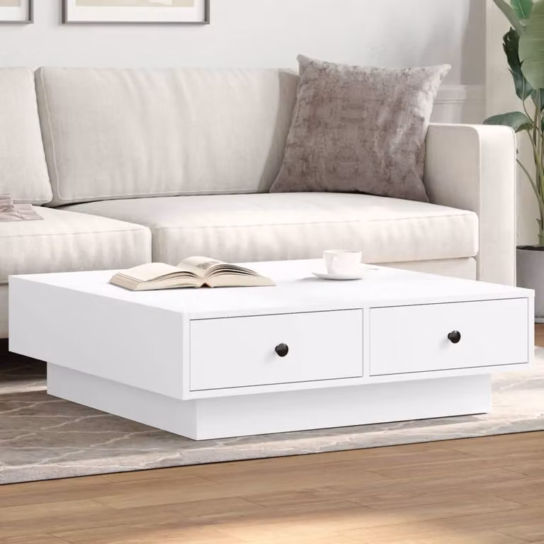 Maison Exclusive - Tavolino bianco 90x90x28 cm Materiale ligneo