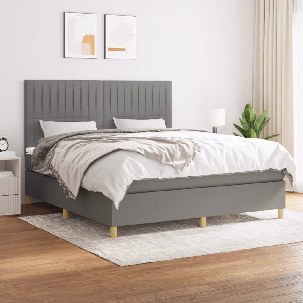 vidaXL Letto Ibrido con Giroletto a Molle e Materasso a Tasche Grigio e Bianco L/P: 180 x 200 cm