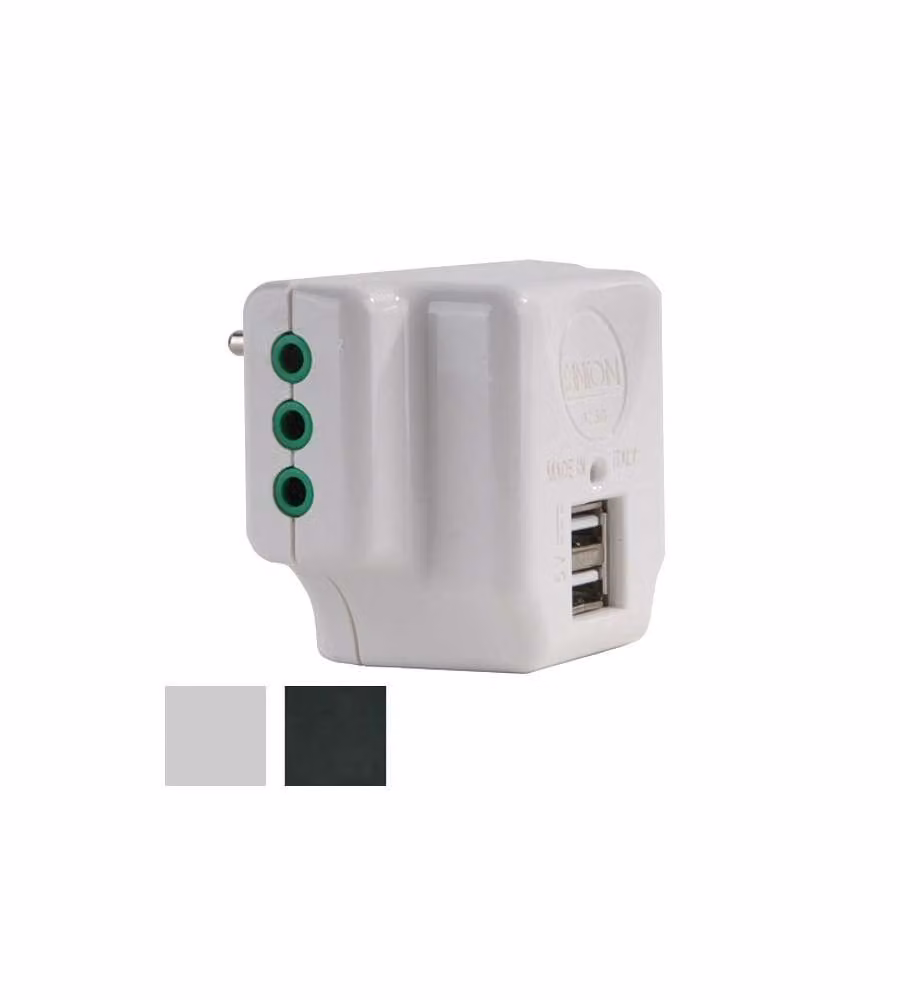 Adattatore Triplo 10A+T Usb Bianco       87800 Fme