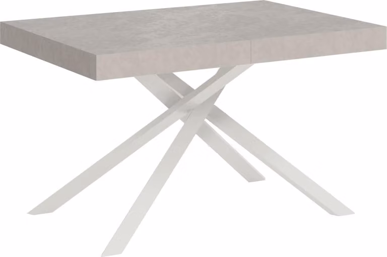 ITYHOME - Tavolo allungabile 140/224x80 cm Karida cashmere gambe bianche