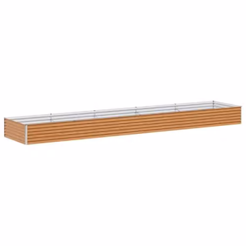 Helloshop26 Fioriera rialzata 485 x 100 x 36 cm drenaggio ottimale stile industriale esterno in acciaio zincato marrone chiaro 02_0059049