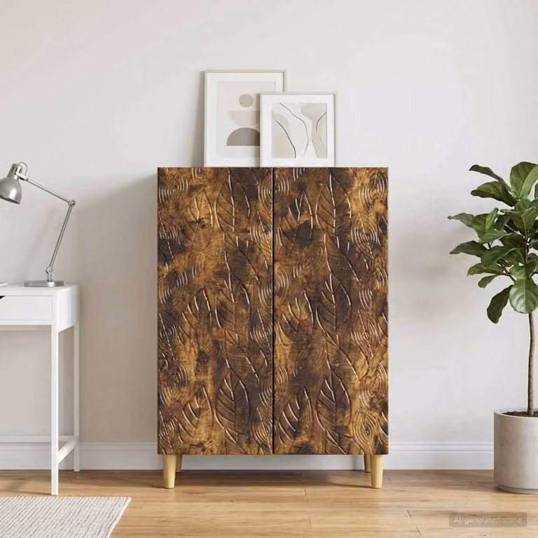 Credenza moderna vidaXL in legno ingegnerizzato color rovere fumo, L: 66 cm, P: 34,5 cm, H: 90 cm
