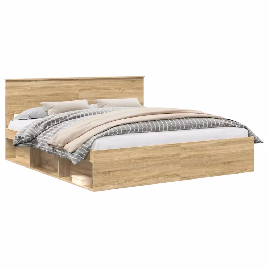 Struttura del letto moderna vidaXL Sonoma in legno marrone 200 x 200 cm – 2