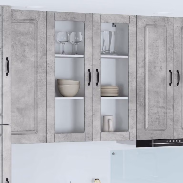 Pensile da cucina moderno vidaXL Kalmar Grigio con ante a battente e ripiani interni L/P/H: 80 x 31 x 100 cm