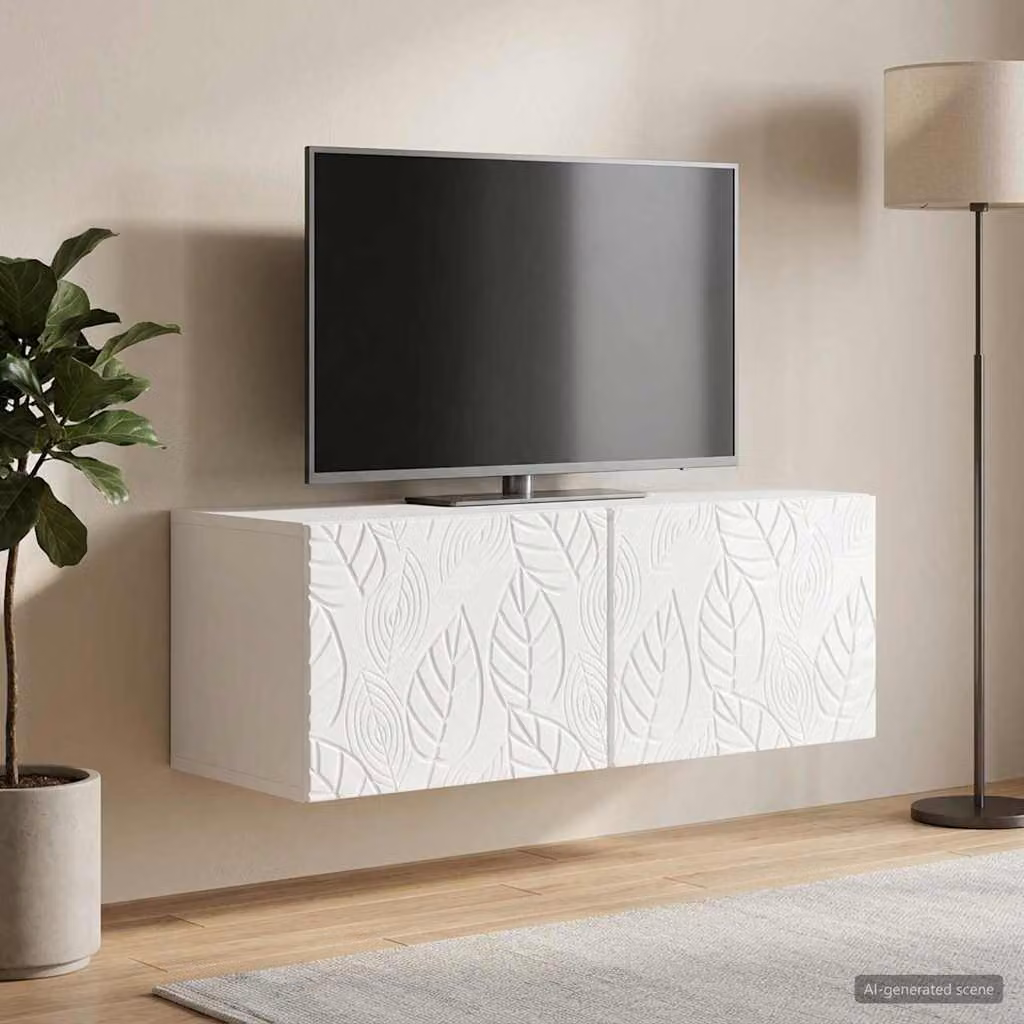 vidaXL Mobile Porta TV da Muro Bianco Lucido L: 98 cm, P: 41 cm, H: 30 cm