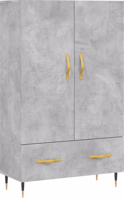 Buffet credenza moderna con cassetti e ante in legno ingegnerizzato e metallo grigio opaco per cucina e soggiorno L/P/H: 115 x 31 x 69,5 cm