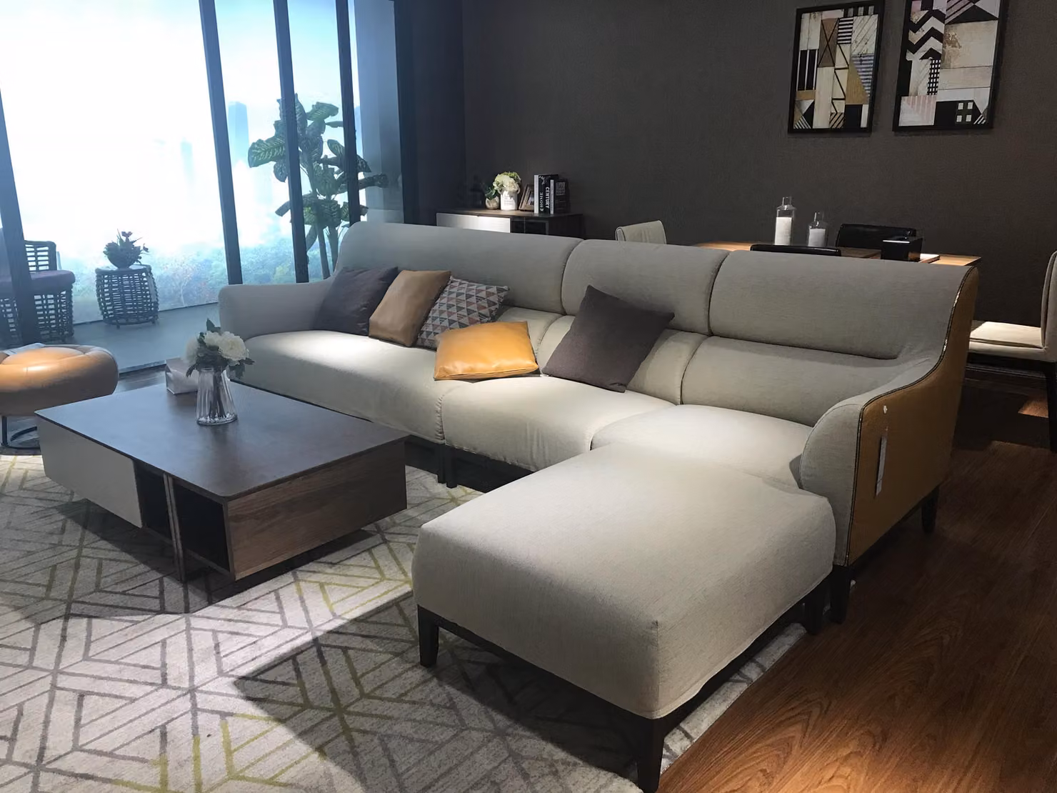 Textil Sofa Couch Polster Sitz Garnitur Wohn Landschaft Sofas Couchen L-Form