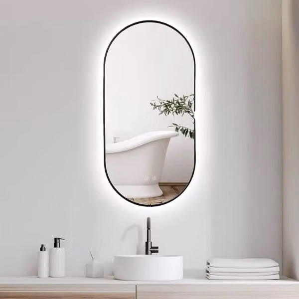 Specchio LED Selene 60x85 cm nero