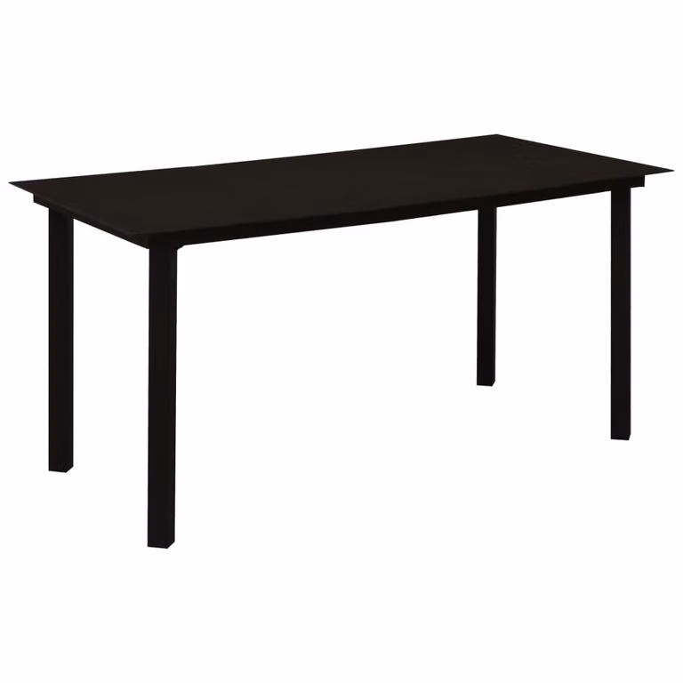 vidaXL Tavolo da pranzo da giardino nero 150x80x74 cm in acciaio e vetro