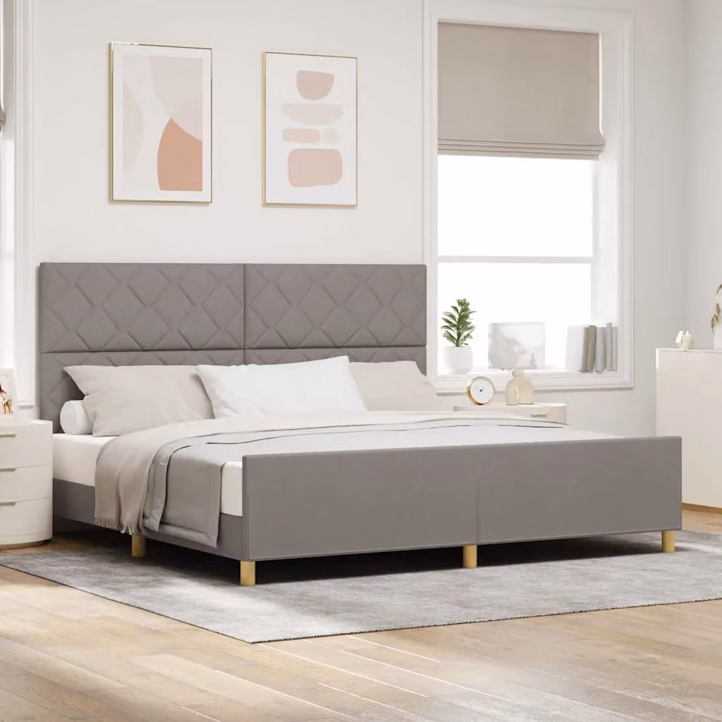 vidaXL Struttura letto con testiera Talpa in tessuto e legno, L/P/H: 200 x 200 x 128 cm