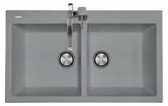 Plados Lavello Da Incasso 2 Vasche Serie Elegance AM8620 Ultrametal Alluminio 86x51 Cm