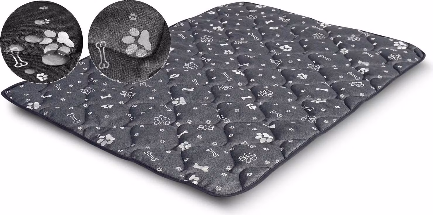 Tappetino per cani 50x70 cm impermeabile con ossa d'argento