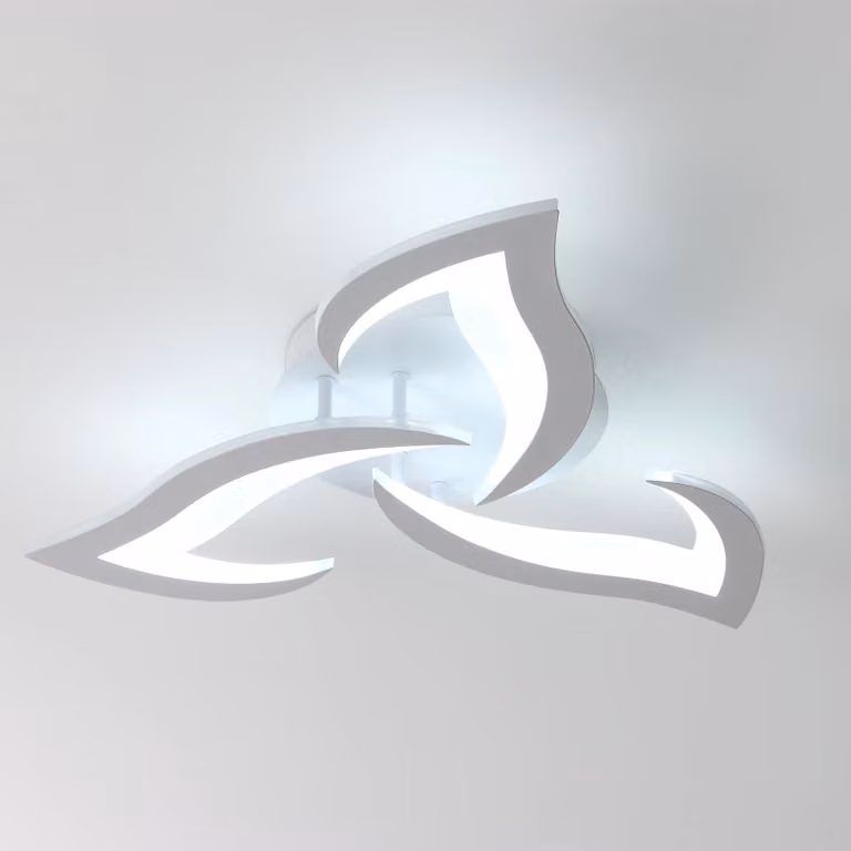 Lampada a soffitto LED per soggiorno, 52 cm, 36W. Lampada a soffitto LED con design moderno a forma di petalo, ideale per soggiorno, cucina, camera da letto e sala da pranzo. Luce bianca fredda, 6500K. Colore: bianco