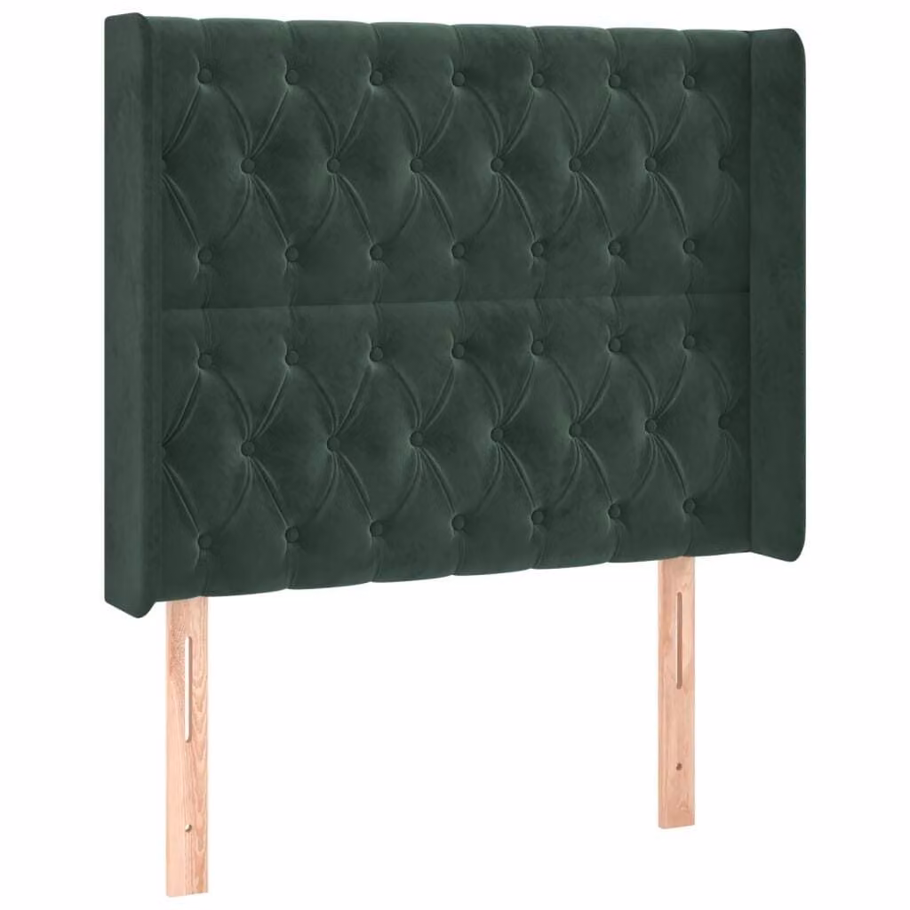 Testiera ad Orecchio Verde Scuro 93x16x118/128 cm in Velluto