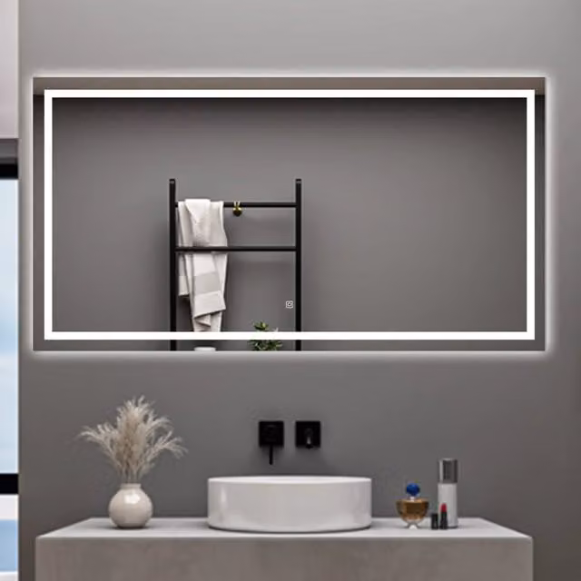 AICA Specchio da bagno 80 x 120 cm, dimmerabile, interruttore touch, Funzione Memoria, antiappannamento