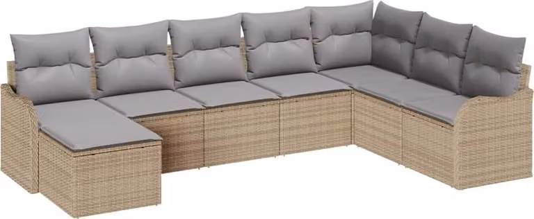 Set Divano da Giardino 8 pcs Beige polyrattan