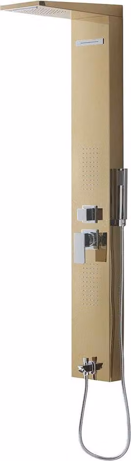 Pannello doccia oro con idromassaggio e design moderno da parete h 150cm