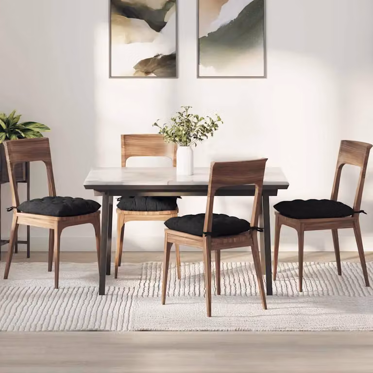 Set di 4 cuscini per seduta quadrati vidaXL in tessuto nero, lavabili in lavatrice, L 40 x P 40 x H 6 cm