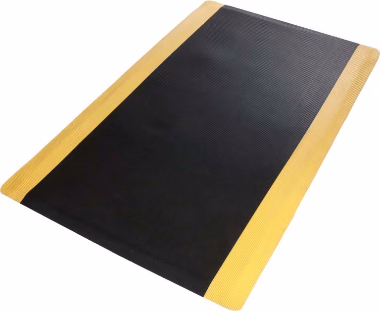 Tappeto antifatica Softer-Work-Mat Ribbed Nero-Giallo Larghezza: 120 cm, Lunghezza: 200 cm