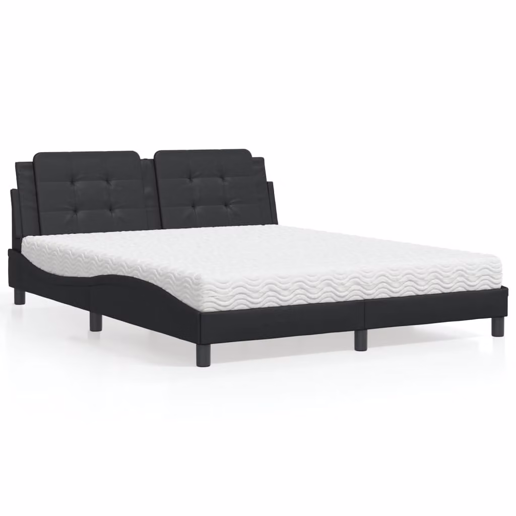 Letto con Materasso Zadar vidaXL in Similpelle Nero 160x200 cm – 1