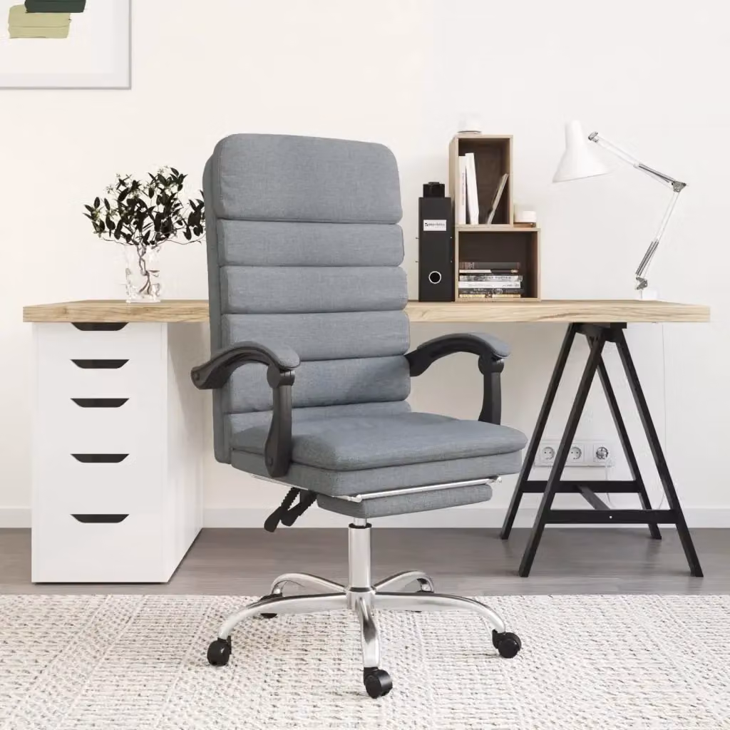 Sedia da Gaming e Ufficio Reclinabile in Tessuto Grigio con Braccioli e Ruote, Design Minimalista, H 120 x L 63 x P 60 cm – 2