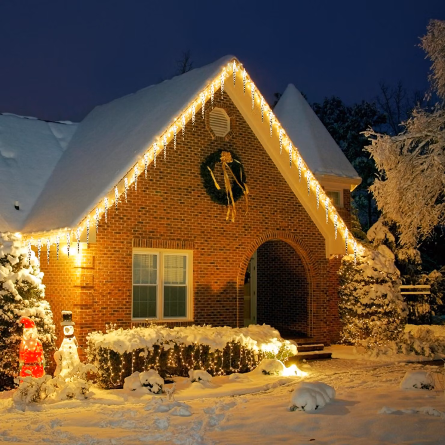 Catena luminosa LED Ikodm, tenda luminosa con 200 LED, luce bianca calda, 5 metri, 31 V, grado di protezione IP44, 8 modalità, ideale per finestre e balconi durante il periodo natalizio
