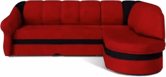 Divano angolare destro convertibile BENANA MEUBLORAMA rosso e nero con vano contenitore L/P/H: 250 x 180 x 85 cm