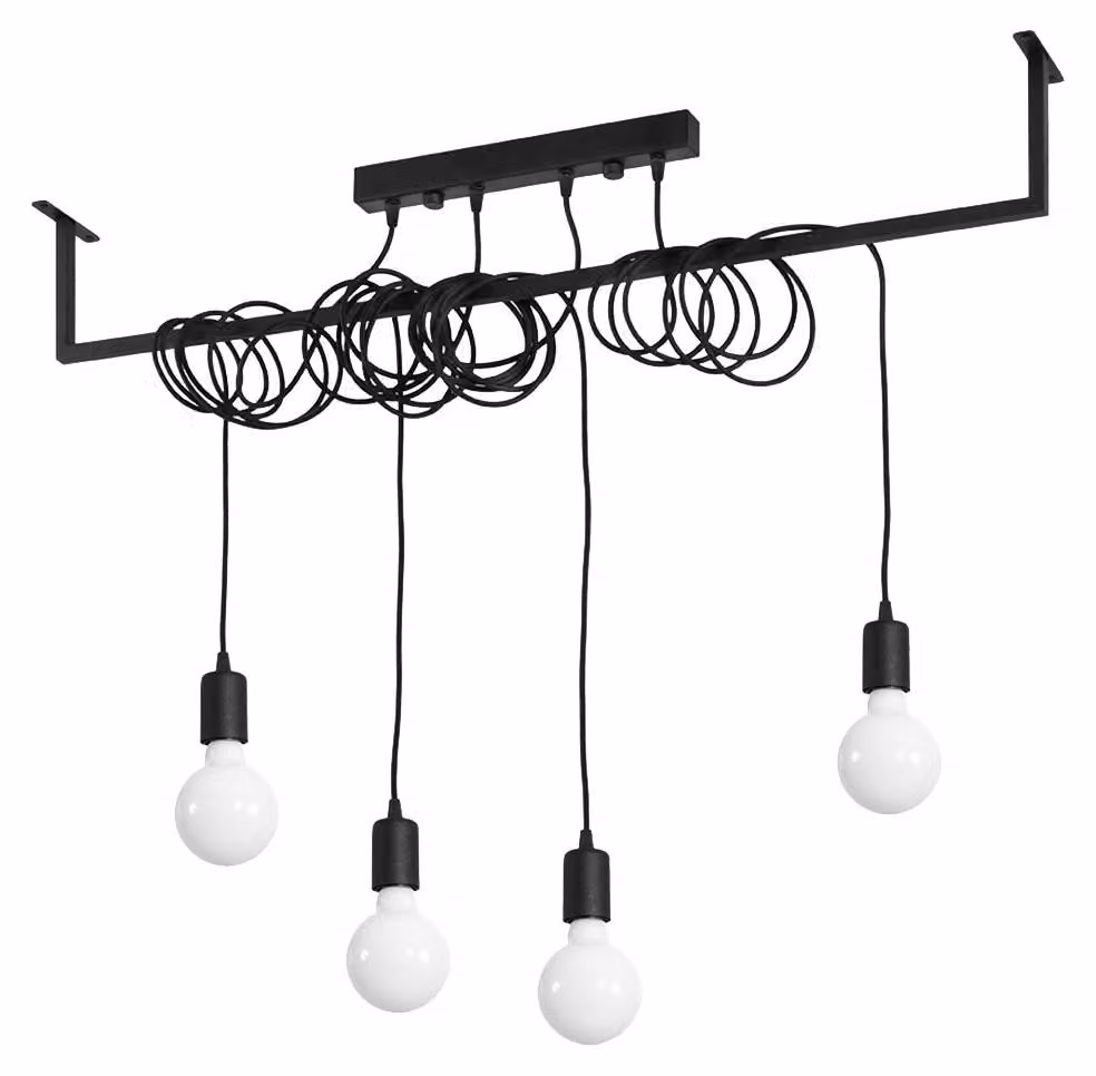 Lampada a sospensione, acciaio, nera, con altezza regolabile, lunghezza 100 cm