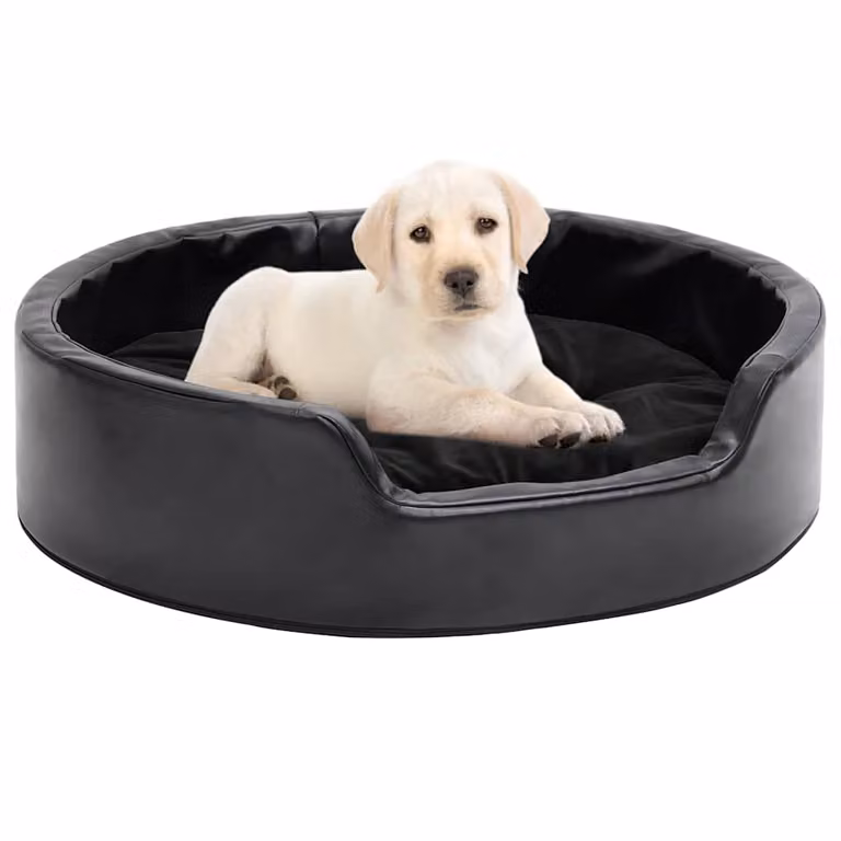 vidaXL Lettino per Cani Nero in Peluche e Similpelle L: 69 cm, P: 59 cm, H: 19 cm