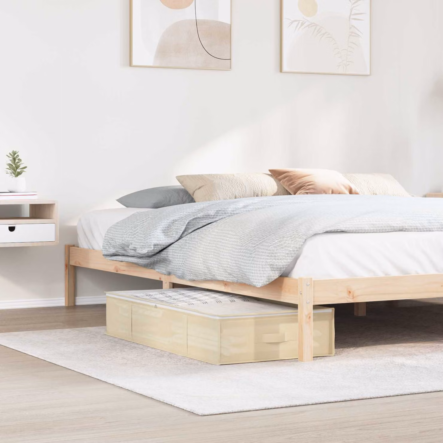 Scatola di stoccaggio pieghevole con finestra trasparente e maniglie vidaXL, beige