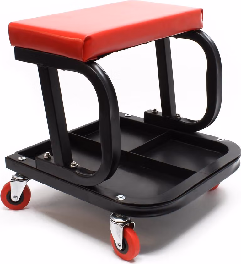 Sgabello da officina Wiltec con ripiano 37,5x36x38,5 cm con rotelle Carrello da officina Carrello porta attrezzi Sedile da officina con rotelle Sedile da officina, mobile